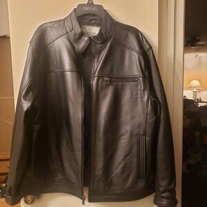 Men's black leather jacket, BostonHarbour regular XL